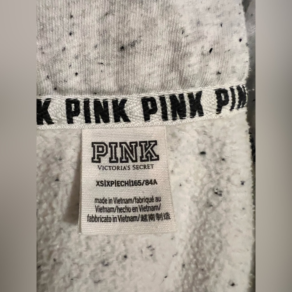 EUC VS Victorias Secret PINK Front Pocket Sweater Marled Grey XS oversized - Picture 7 of 7